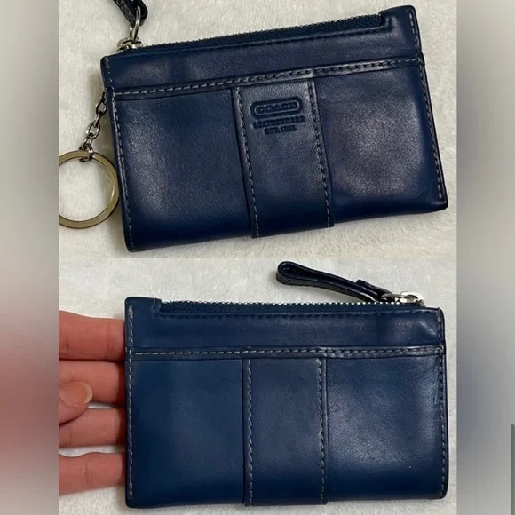 Vintage Coach Leather keychain wallet skinny mini in blue - Picture 3 of 8